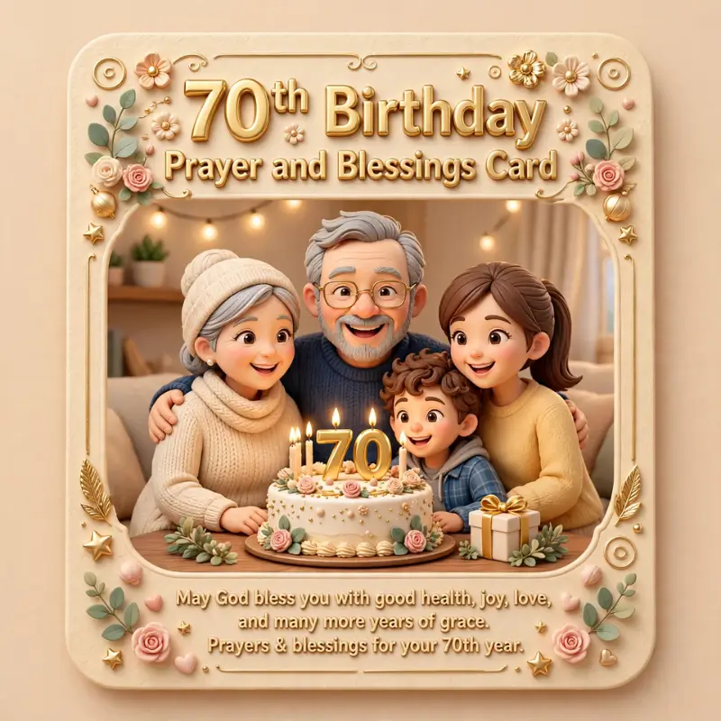 70th Birthday Prayer And Blessings Card