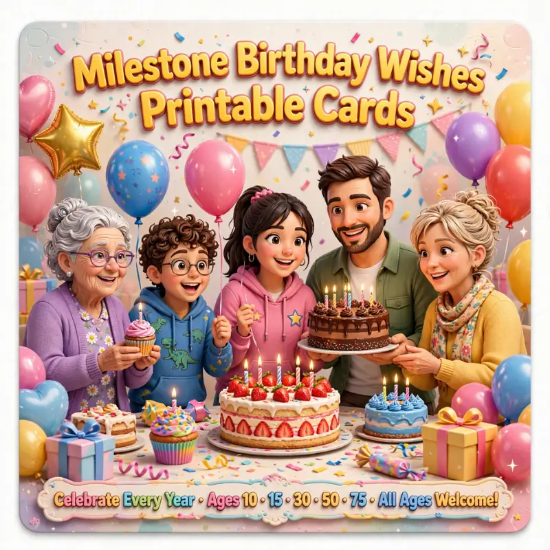 Milestone Birthday Wishes Printable Cards
